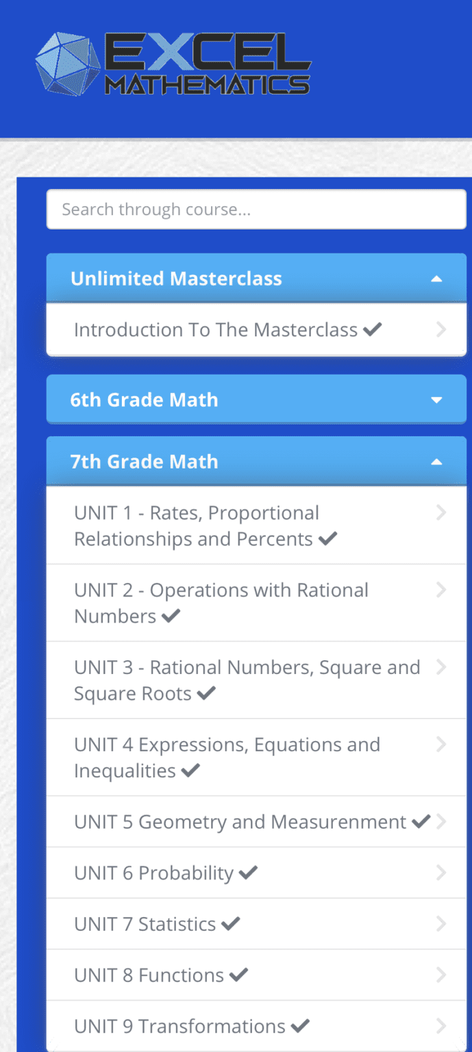 7th Grade SelfPaced Online Math Excel Mathematics